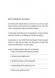 English Worksheet: daily routine