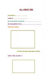 English Worksheet: all about me