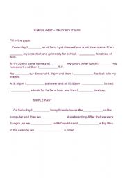 English Worksheet: Simple Past -Daily Routines Worksheet