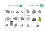 English Worksheet: Winter and summer clothes