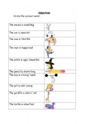 English Worksheet: adjectives