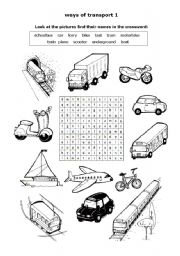 English Worksheet: Ways of  transport 1