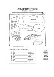 English Worksheet: cOLOURFUL FOODS