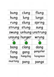 English Worksheet: ang,eng,ung,ong,