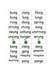 English worksheet: ang,eng,ung,ong,