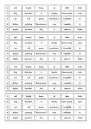 English Worksheet: Adjective Order Game