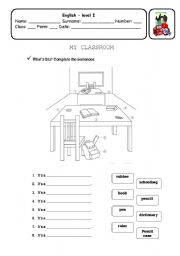 English Worksheet: My classroom