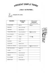English Worksheet: daily routines verbs