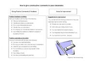 English worksheet: Encouraging and Constructive comments