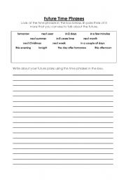 English Worksheet: Future Time Phrases