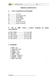 English Worksheet: Personal pronouns