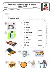 English Worksheet: Food