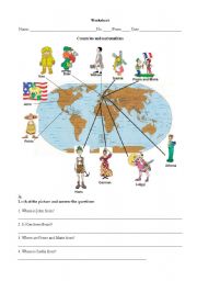 English Worksheet: Countries and Nationalities