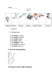 English Worksheet: words -oo-