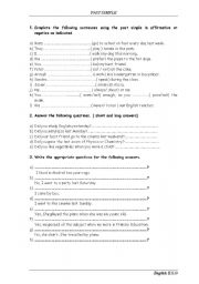 English Worksheet: Past Simple