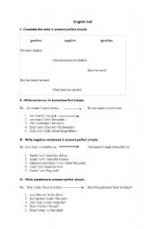 English Worksheet: present perfect