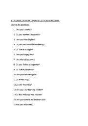 English Worksheet: yes-no questions with am is are