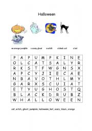 English Worksheet: Halloween wordsearch