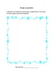 English Worksheet: Draw a monster