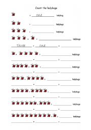 English Worksheet: Count the ladybugs