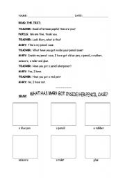 English Worksheet: classroom objects