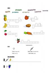 English Worksheet: fruits/vegetables