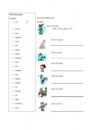 English Worksheet: How old is he/she?