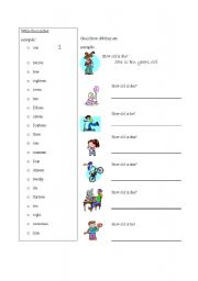 English Worksheet: How old is he/she?