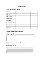 English Worksheet: daily routines