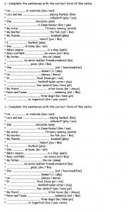 English Worksheet: SIMPLE PRESENT