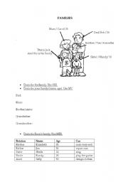 English Worksheet: families