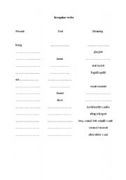 English worksheet: Irregular verbs