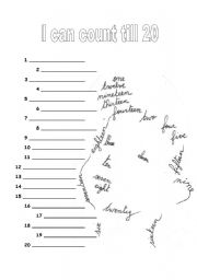 English Worksheet: I can count till 20