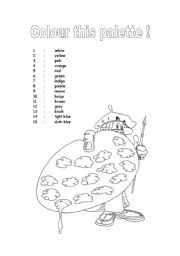 English Worksheet: Colour this palette !