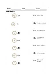 English Worksheet: What time is it?