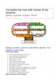 English Worksheet: weather in summer in winter