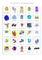 English Worksheet: clothes