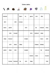 English Worksheet: Clothes Sudoku