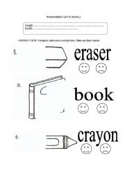 English Worksheet: SCHOOL SUPPLIES