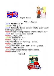 English Worksheet: at the restaurant