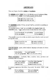 English Worksheet: articles