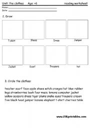 The clothes reading worksheet 2