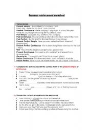 GRAMMAR REINFORCEMENT WORKSHEET