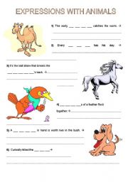 English Worksheet: Idioms with animals