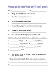 English Worksheet: Pronouns and verbs