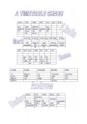 English Worksheet: a timetable chaos