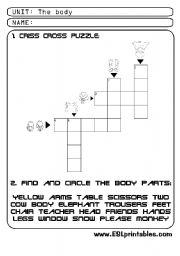 English Worksheet: The body: criss-cross