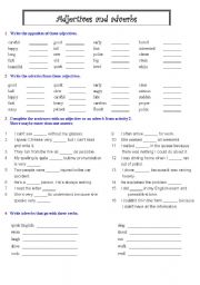 English Worksheet: adjectives and adverbs