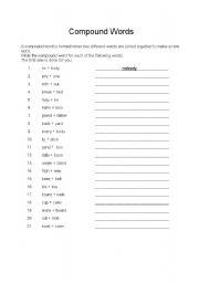 English Worksheet: Compound Words