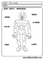 English Worksheet: The body: join with arrows